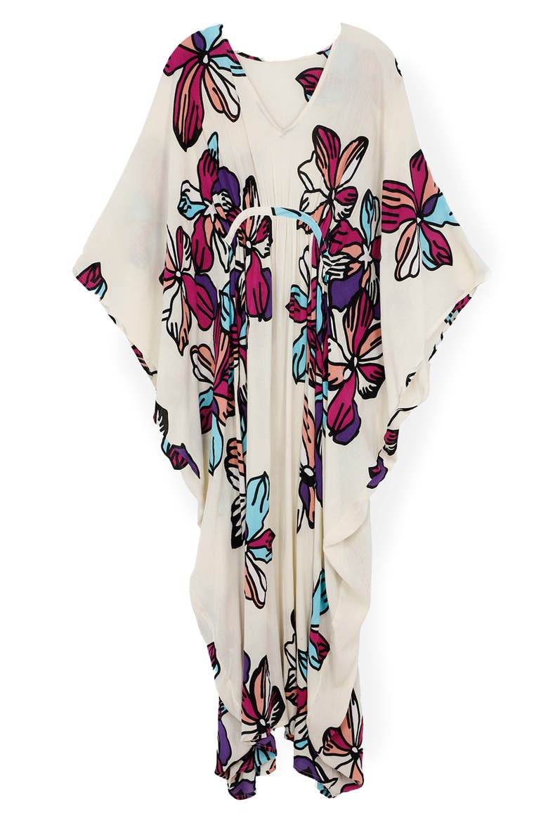 Summer Bloom Kaftan Dress, Alternate, color, WHITE