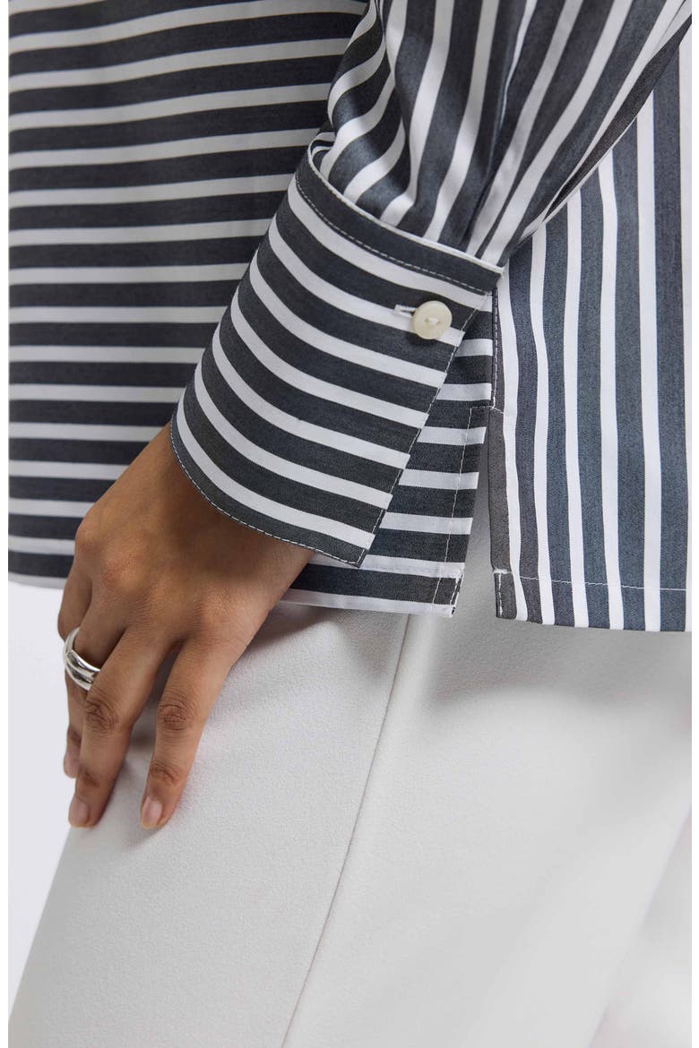 Bella Stripe Popover Top, Alternate, color, BLACK/ WHITE