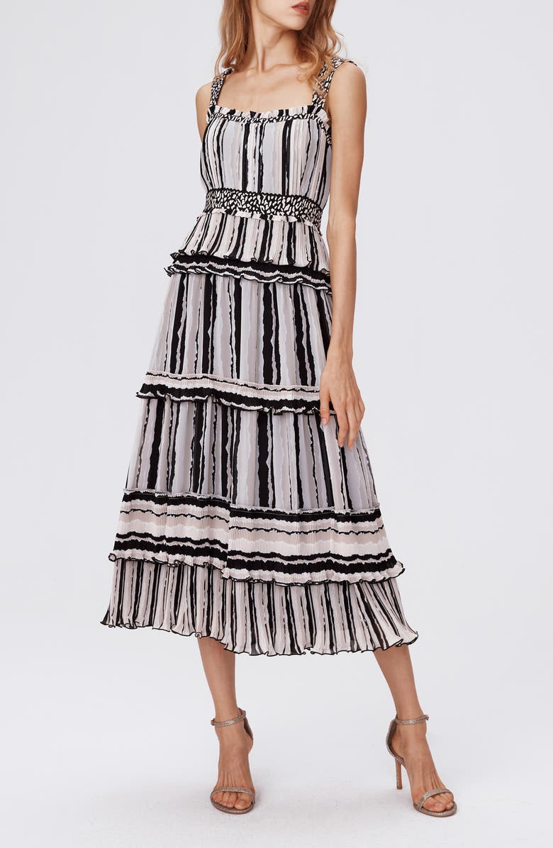 DVF Cato Tiered Ruffle Midi Dress, Main, color, 