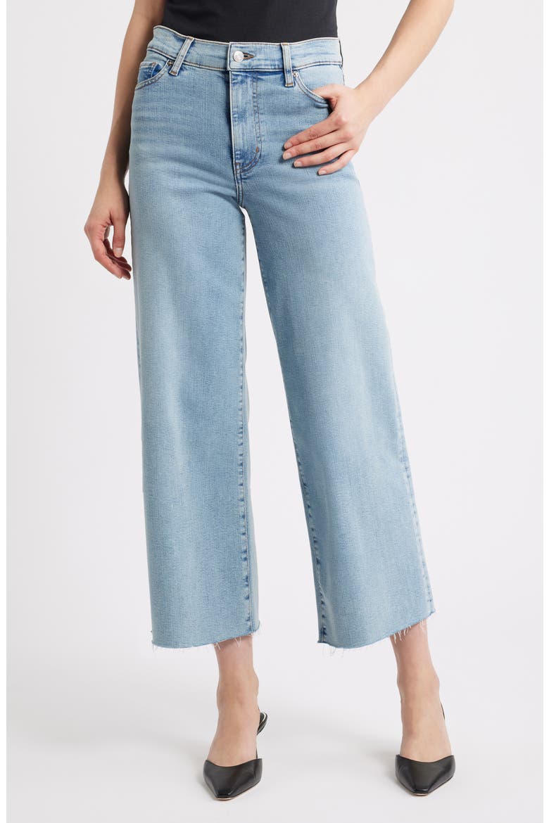 Le Slim Palazzo Raw Hem High Waist Crop Wide Leg Jeans, Main, color, SPRINGS RAW AFTER