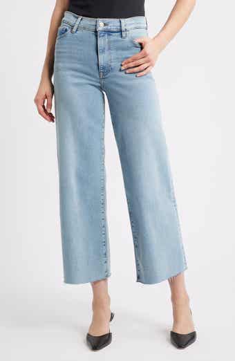 Le Slim Palazzo Raw Hem High Waist Crop Wide Leg Jeans