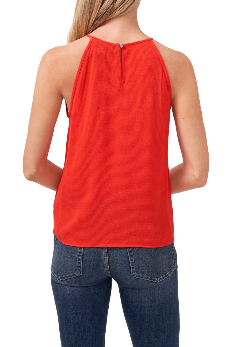 CeCe Pleat Halter Top, Alternate, color, Coral Sunset