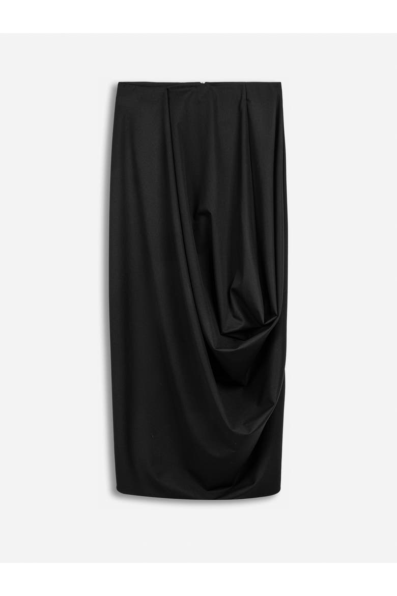 Draped Pleat Detail Midi Skirt, Main, color, Black