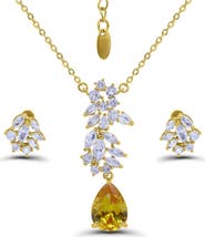 Christian Siriano New York Pear Cluster Pendant Necklace & Drop Earrings Set