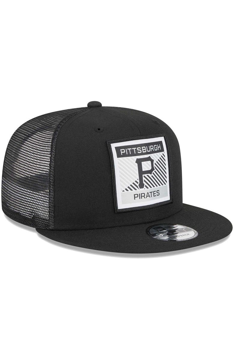 New Era Men's New Era Black Pittsburgh Pirates Scratch Squared Trucker 9FIFTY Snapback Hat, Alternate, color, 