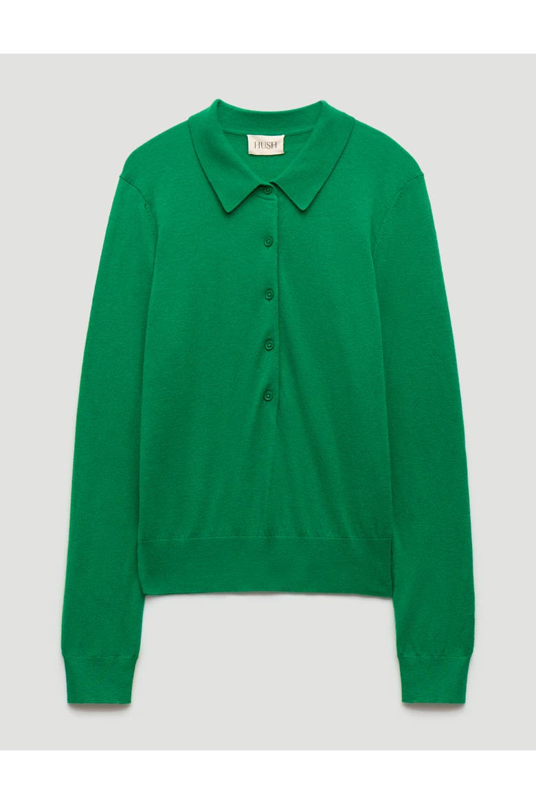 Merino Long Sleeve Polo Top, Alternate, color, Bright Green