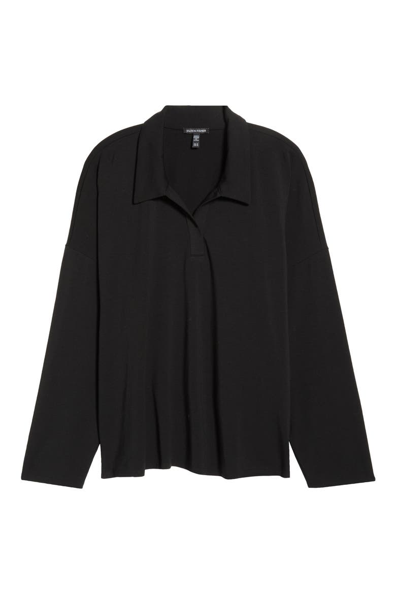Boxy Henley Jersey Top, Alternate, color, BLACK