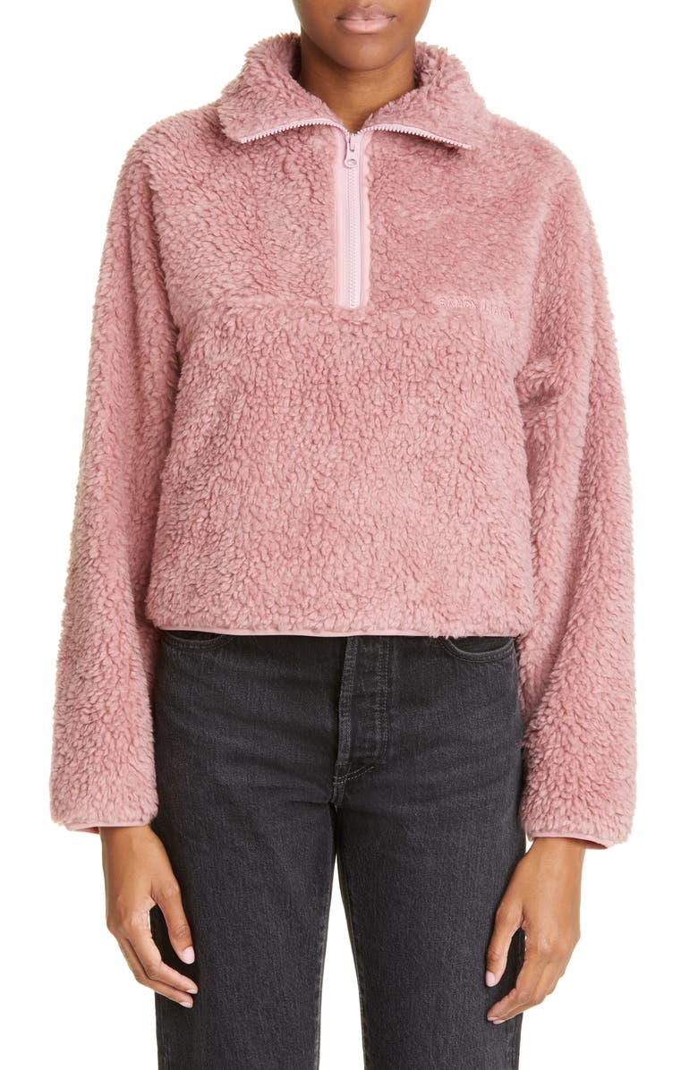 Sandy Liang Bean Crop High Pile Fleece Pullover, Main, color,