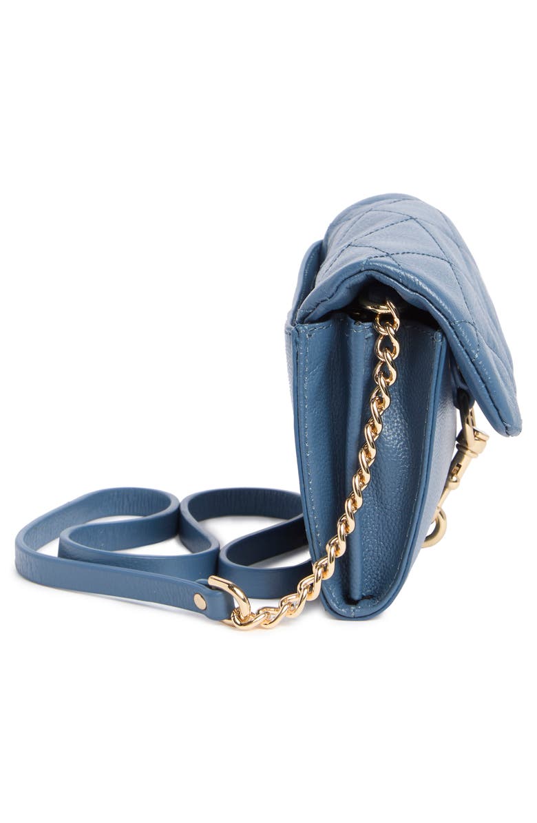 Rebecca Minkoff Edie Wallet on a Chain, Alternate, color, Cielo