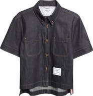 Thom Browne Short Sleeve Denim Button-Down Shirt