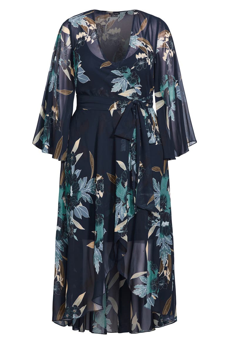 Eleanor Floral Long Sleeve Maxi Wrap Dress, Alternate, color, NAVY BOLD BLOOM