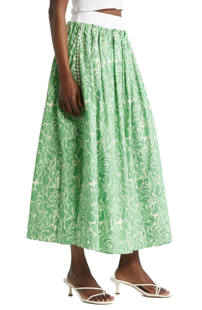 NACKIYÈ Almost Kelly Floral Print Cotton Maxi Skirt, Alternate, color,