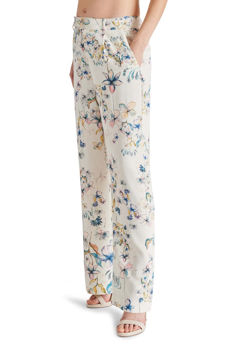 Denia Floral Print Wide Leg Pants, Alternate, color, CREAM