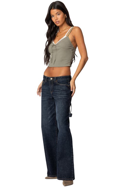 Shop Edikted Wide Leg Carpenter Jeans In Indigo-blue-raw-wash