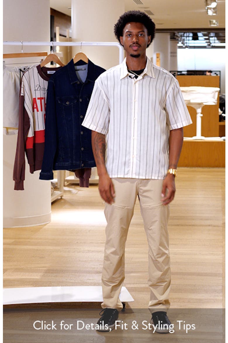Oversize Stripe Short Sleeve Button-Up Shirt video