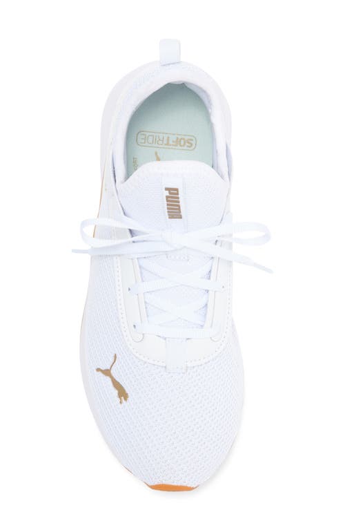 Puma Softride Ruby Luxe Sneaker In  White- Gold-gum