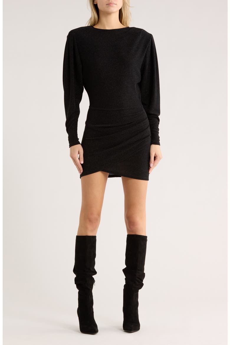 Benedicte Long Sleeve Stretch Jersey Minidress, Main, color, BLACK