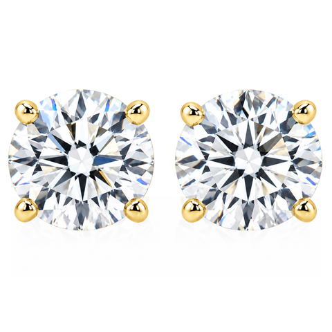 VVS 2 Ct 14k Gold Moissanite Screw Back Studs 6mm