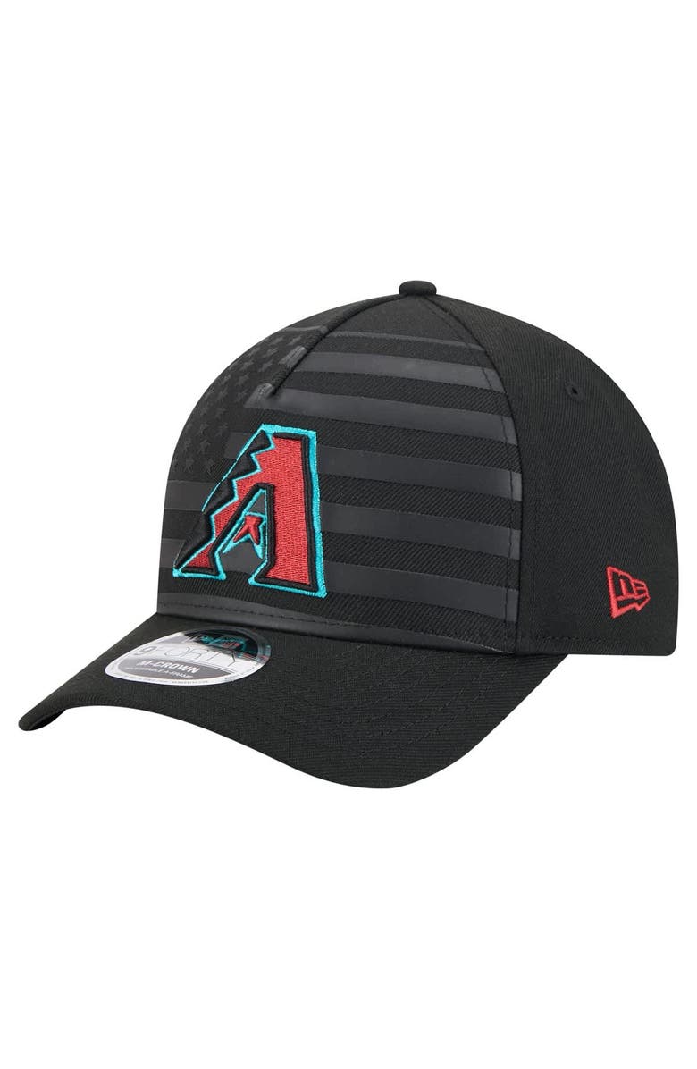 New Era Men's New Era Black Arizona Diamondbacks American Flag 9FORTY M-Crown A-Frame Adjustable Hat, Main, color, Black