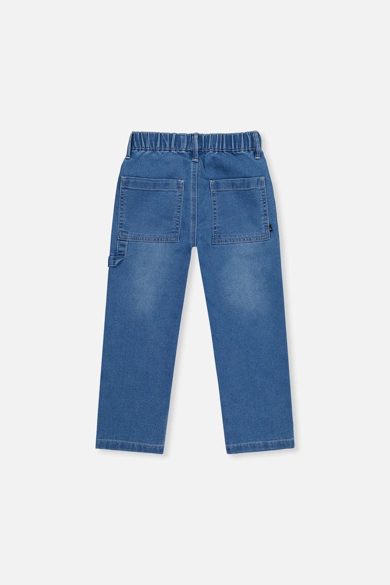 French Terry Denim Cargo Pocket Drawstring Waist Pants, Alternate, color, Light Blue Denim