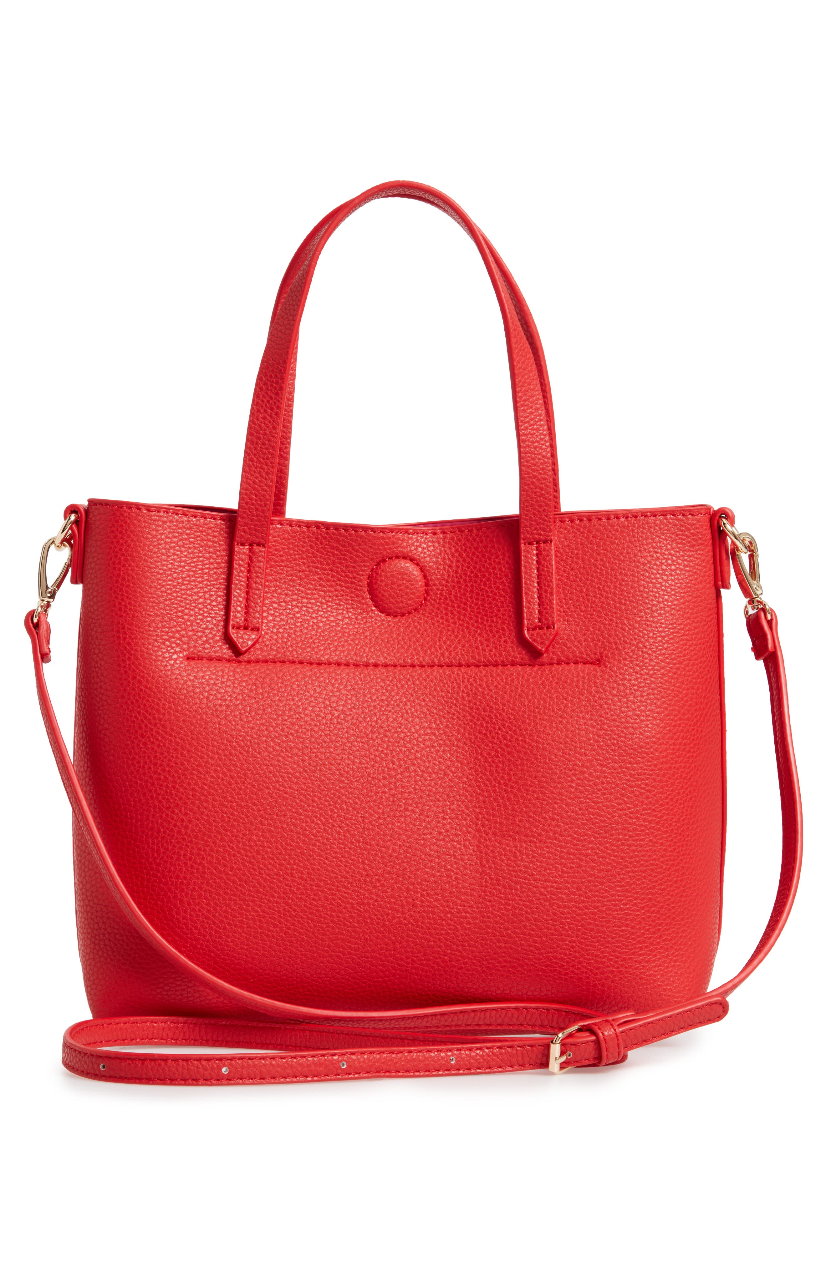 Faux Leather Crossbody Bag, Alternate, color, RED/ FUCHSIA