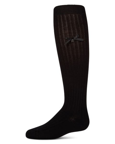 Fancy Logo and Bow Trimmed Knee Sock