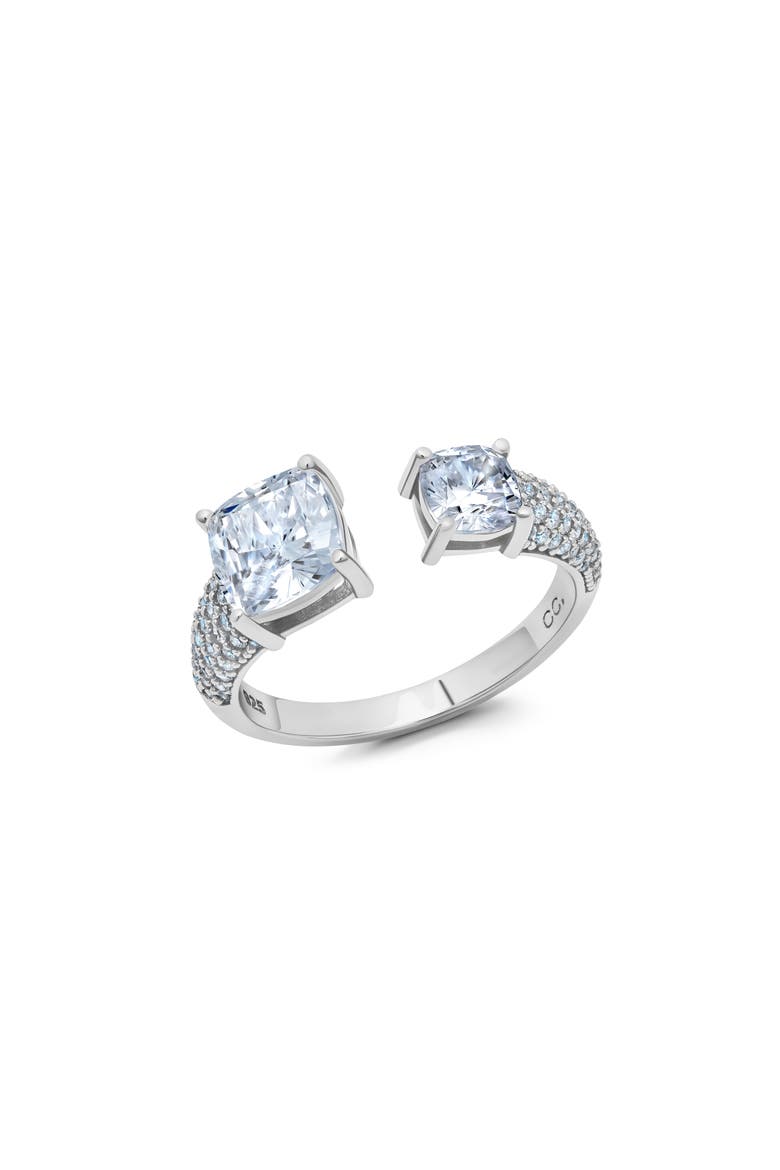 Cushion Cut Pavé Open Ring, Main, color, SILVER