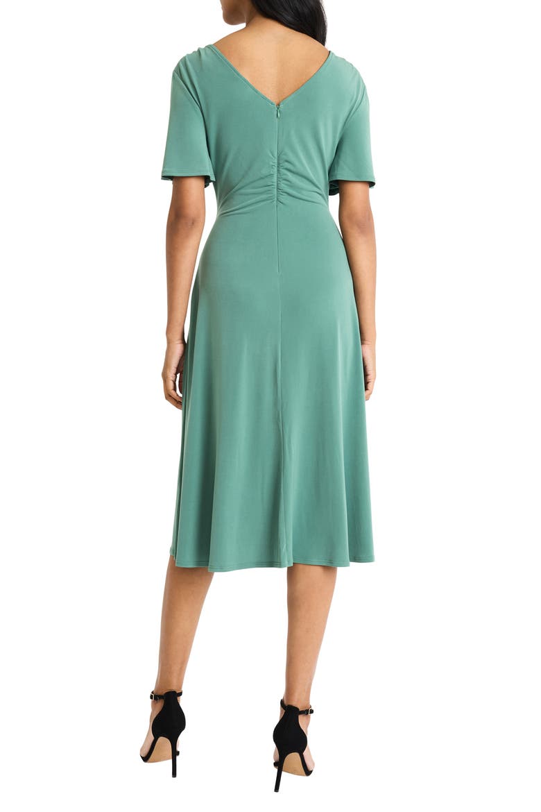 Ruched Bodice Midi Dress, Alternate, color, FOIL GREEN