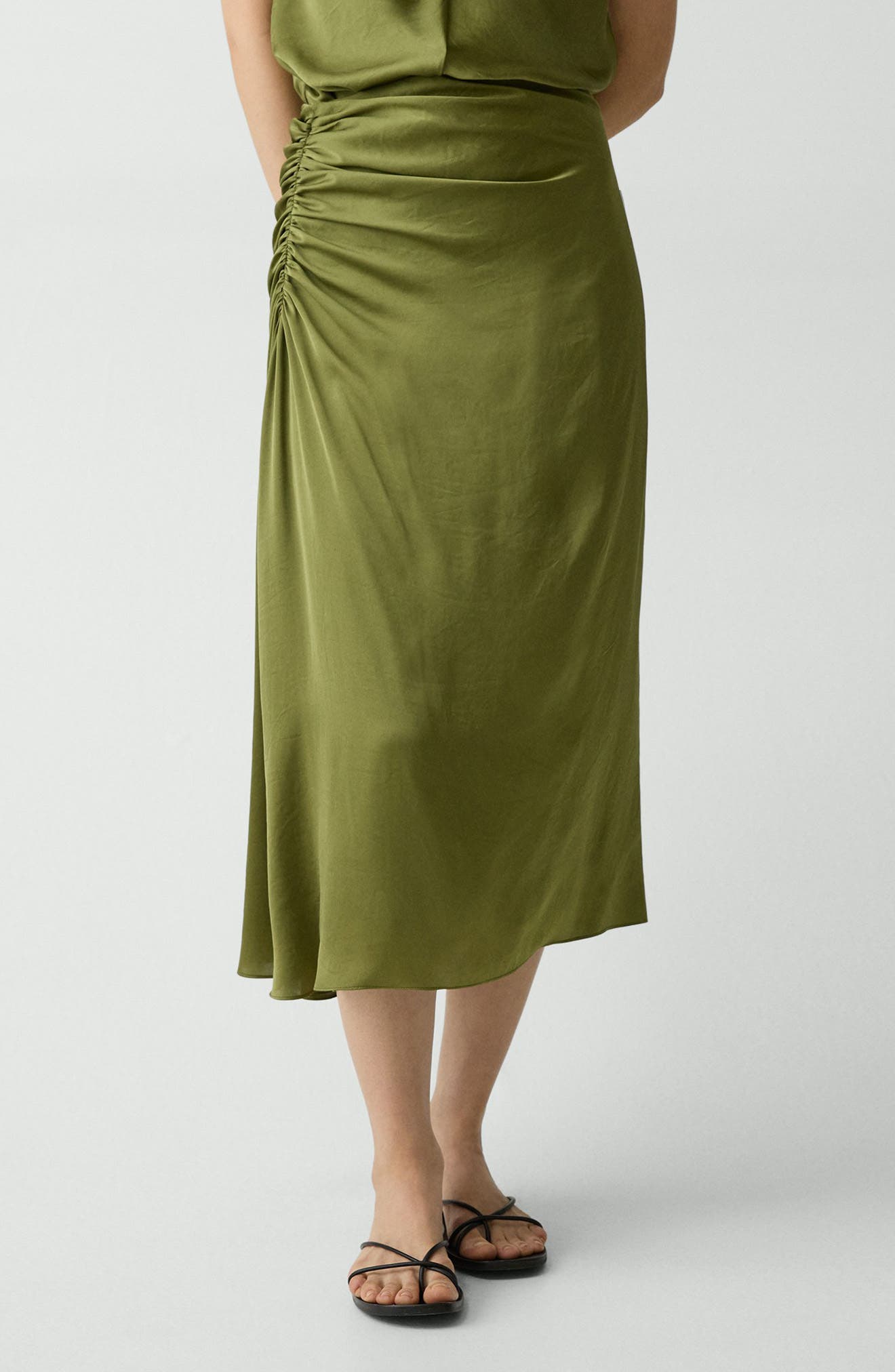 Theory Ruched Midi Skirt