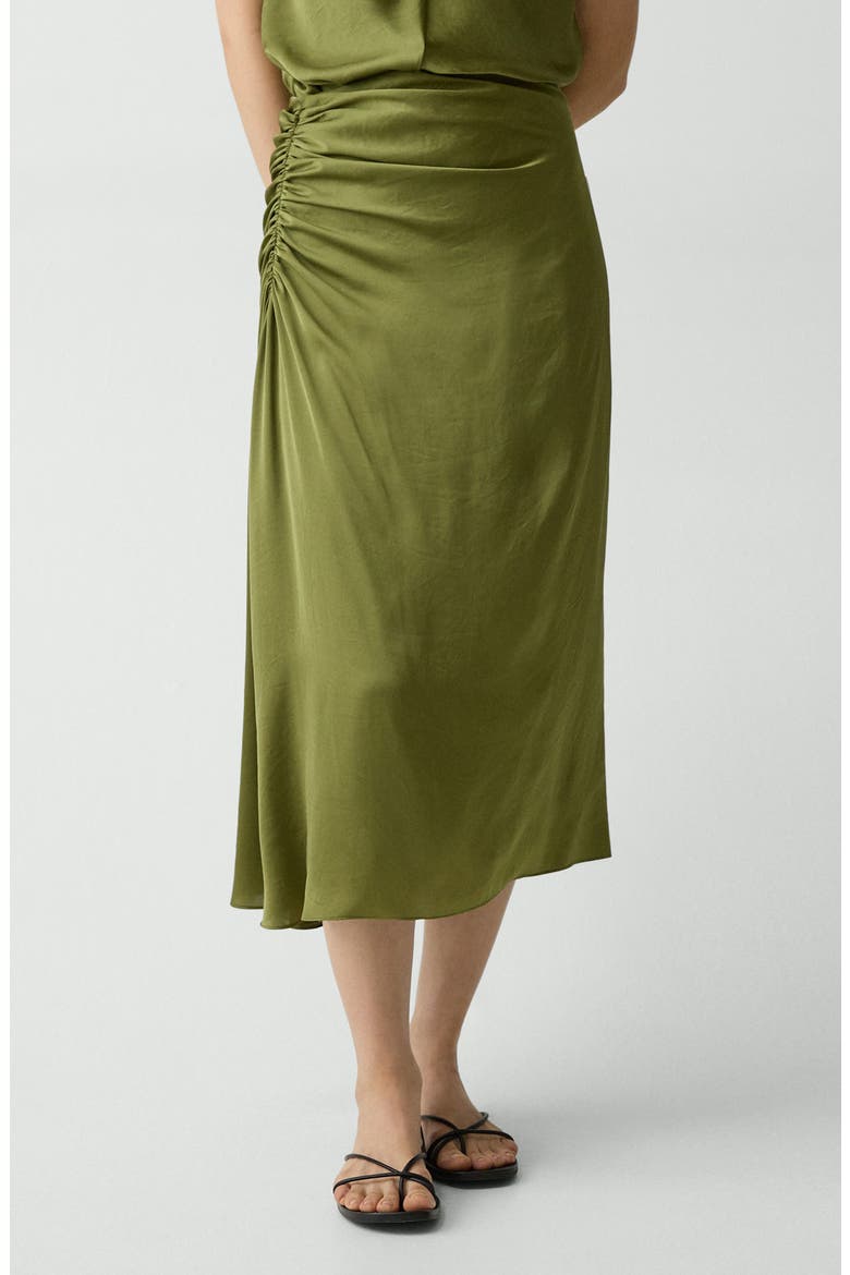 Ruched Midi Skirt, Main, color, AVOCADO