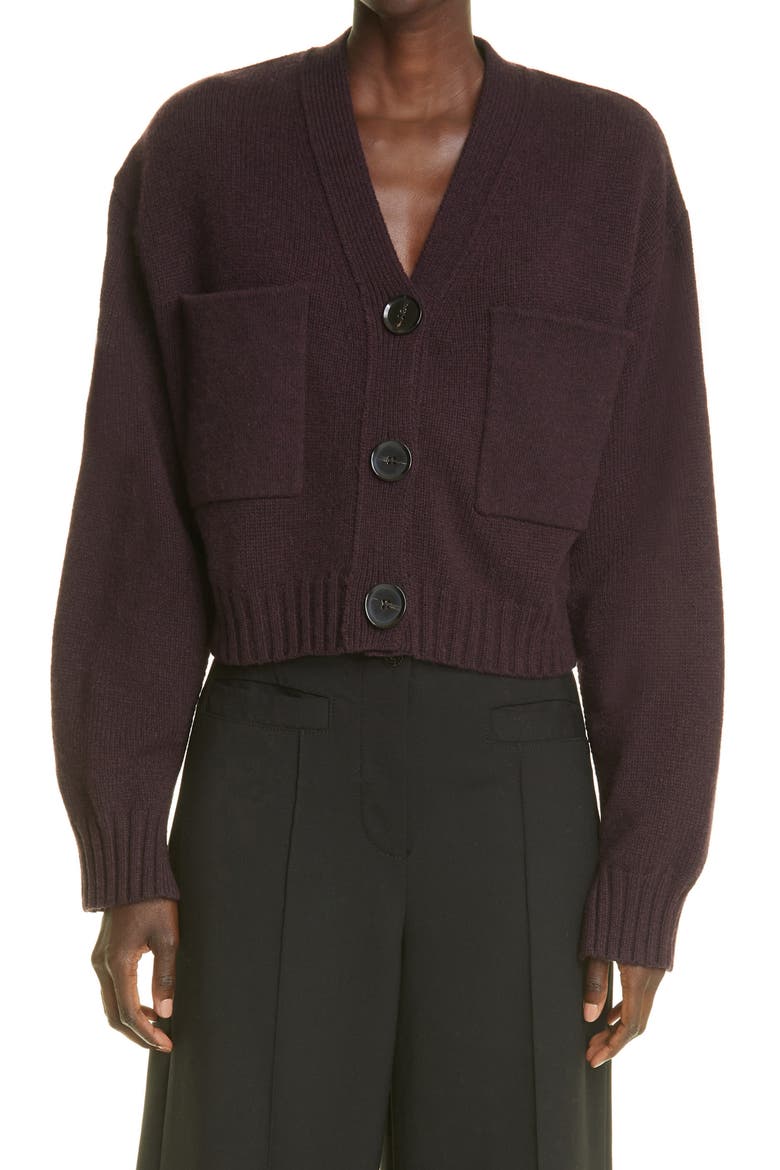 Eco Cashmere Crop Cardigan, Main, color, RAISIN