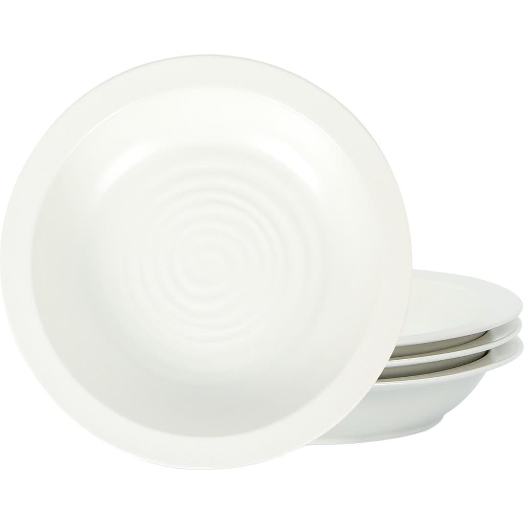 Stone Lain Orbit Stoneware 4-piece Pasta Bowl Set In White