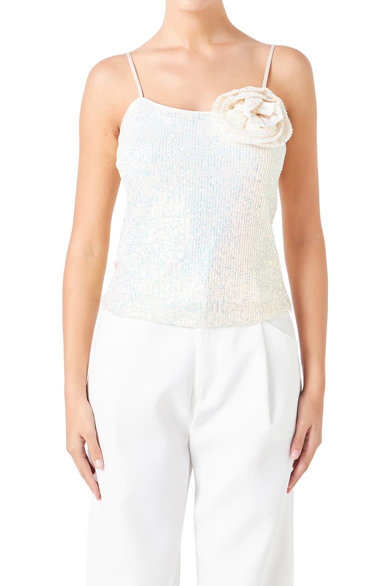 Sequin Rosette Camisole, Alternate, color, OPAL