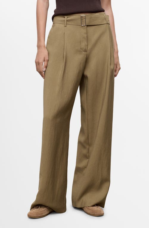 Mango Paperbag Waist Pants In Brown