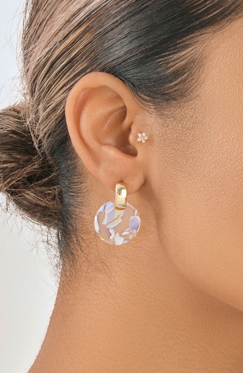 Sterling Forever 14K Gold Plated Resin Circle Drop Earrings, Alternate, color, 