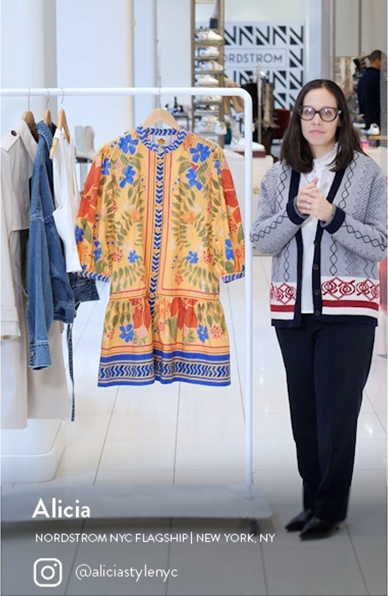 Floral Puff Sleeve Cotton Minidress, sales video thumbnail