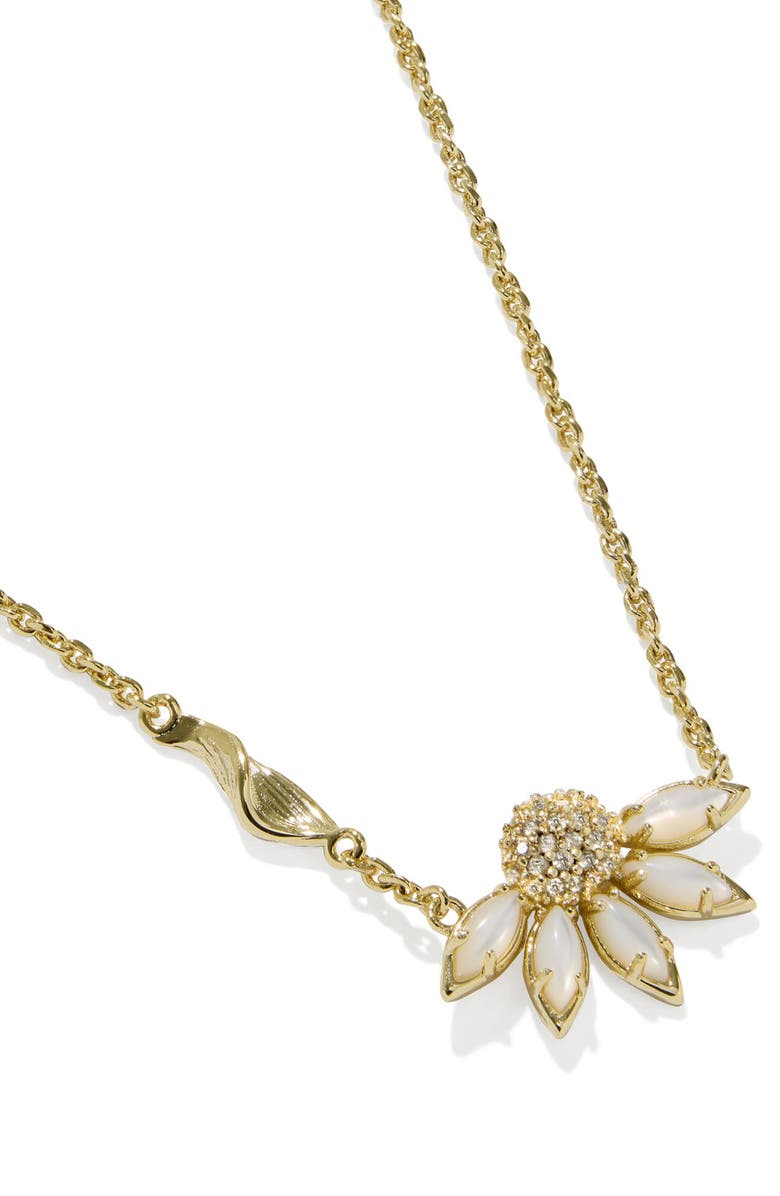 Kendra Scott Anya Pavé Flower Pendant, Alternate, color, Gold Ivory Mix