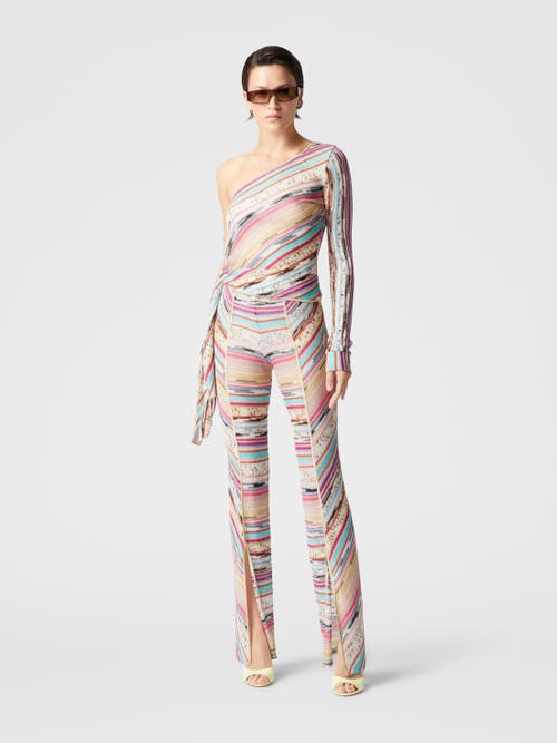 Missoni Lamé Slub Viscose Trousers With Slits At The Bottom In Multicoloured