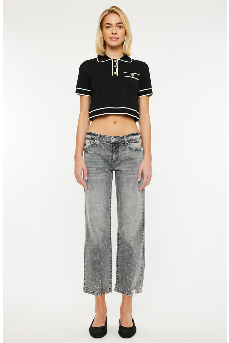 Chai Mid Rise Cropped Straight Jeans, Main, color, Grey Wash