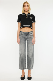 KanCan Chai Mid Rise Cropped Straight Jeans
