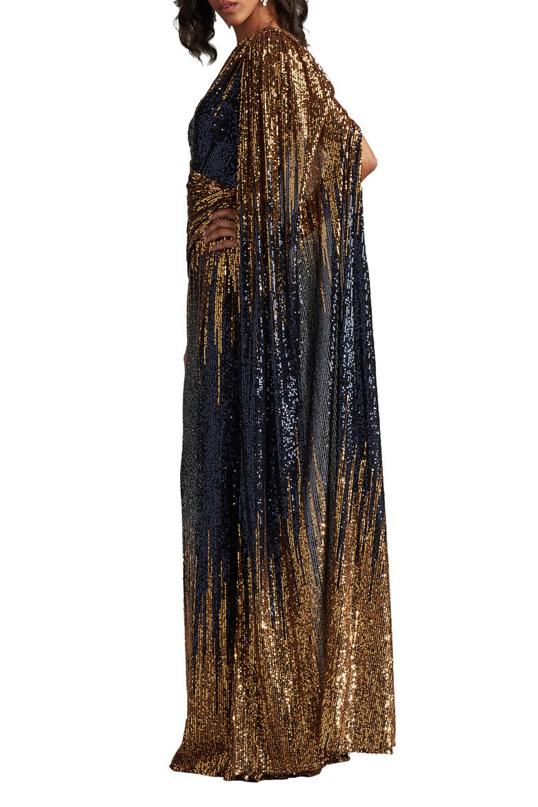 One-Shoulder Ombré Sequin Gown, Alternate, color, NAVY OMBRE