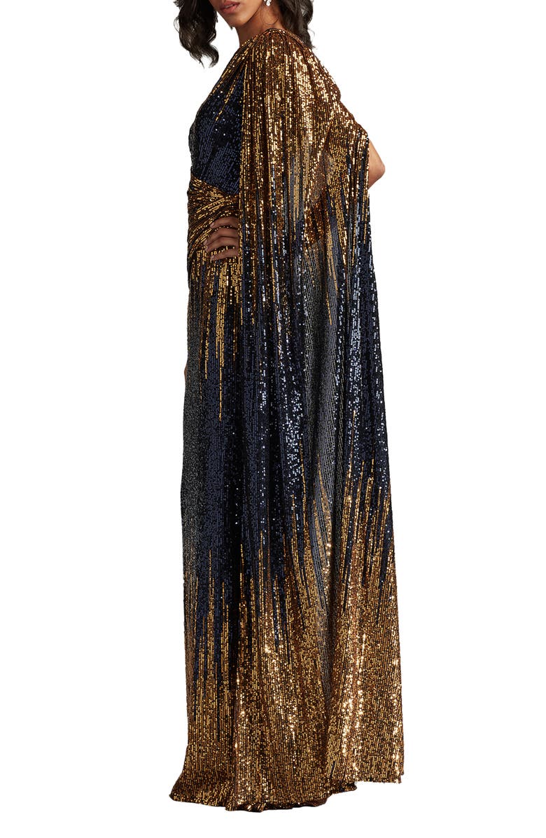 Tadashi Shoji One-Shoulder Ombré Sequin Gown, Alternate, color, Navy Ombre