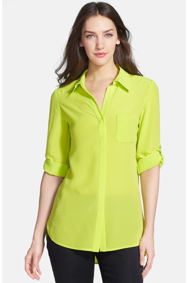 'Lorelei 2' Silk Shirt, Main, color, BRIGHT LIME