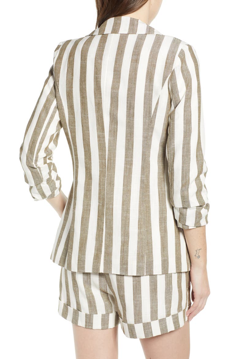 Chriselle Lim Cherie Stripe Blazer, Alternate, color, OLIVE STRIPE