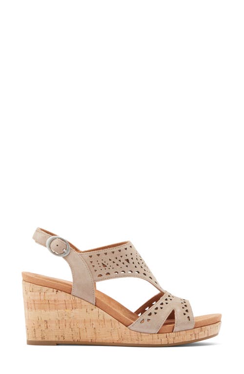 Rockport Belis Laser-cut Platform Wedge Sandal In Taupe