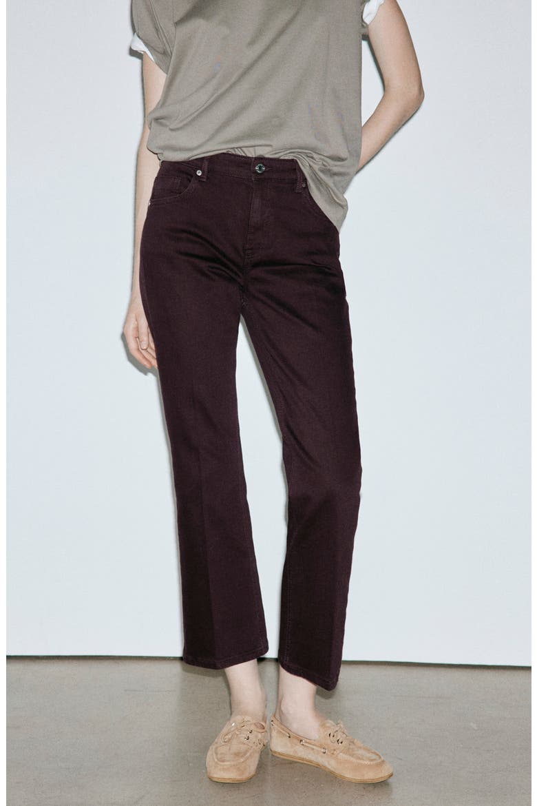 Sienna Crop Flare Jeans, Alternate, color, WINE