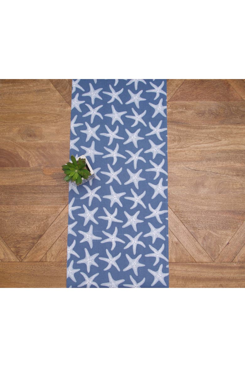 Calming Seas Starfish Reversible Graphic Print Machine Washable Table Runner 14" x 72", Alternate, color, White