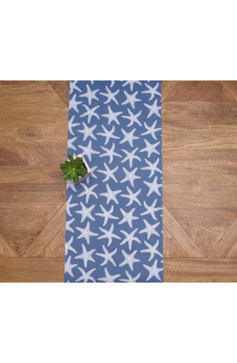 C&F Home Calming Seas Starfish Reversible Graphic Print Machine Washable Table Runner 14" x 72", Alternate, color, White