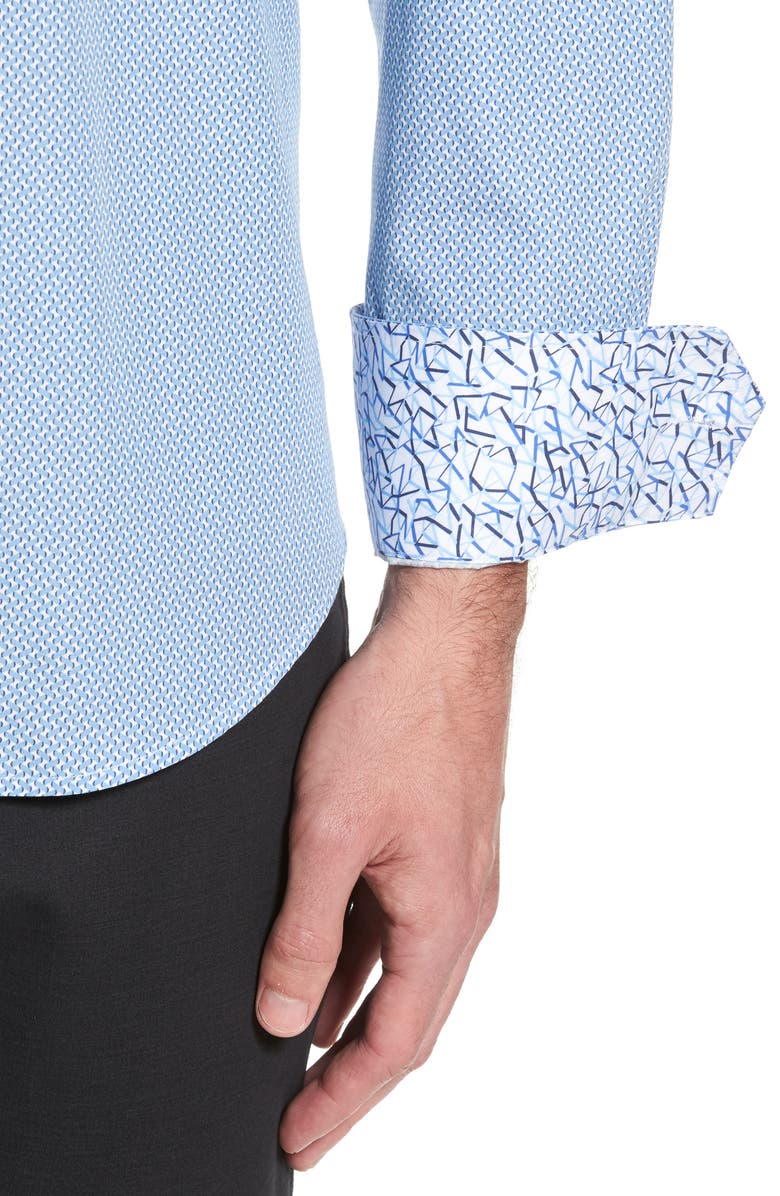 Bugatchi Shaped Fit Print Sport Shirt, Alternate, color,