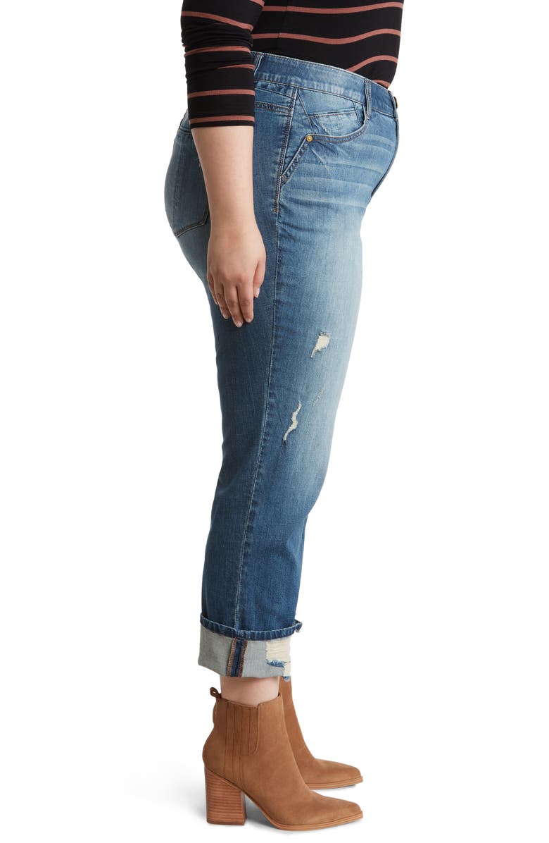 Wit & Wisdom 'Ab'Solution High Waist Frayed Boyfriend Jeans, Alternate, color, Mid Blue Vintage